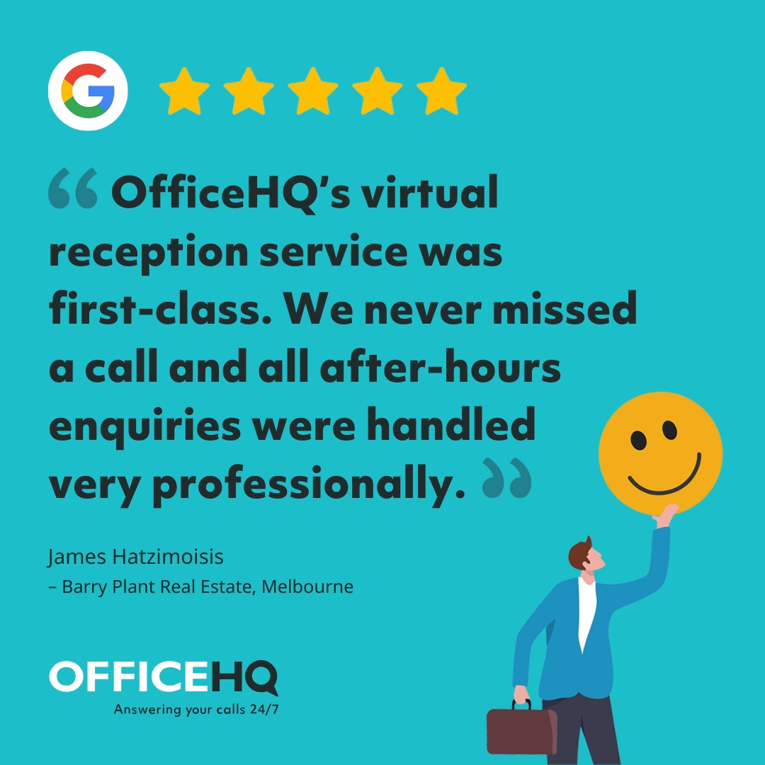 OfficeHQ's tweet photo. Staying connected to potential opportunity is vital in #realestate.🏡 We can help your agency with that 24/7, just like we have for @BarryPlantTL director James Hatzimoisis in Melbourne.

Want to prevent missed calls, too? Let's chat! 💬

#realestateaustralia #melbournerealestate https://t.co/w5X4PeyThY