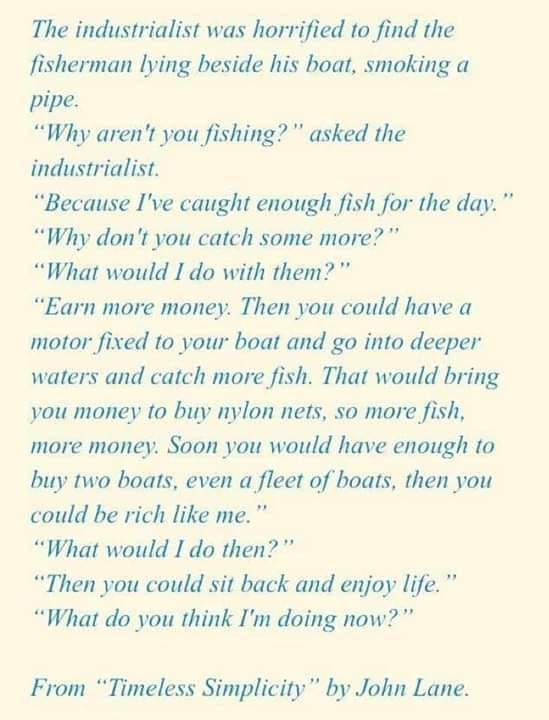 DividendGrowth's tweet photo. I love the story of the Industrialist and the Fisherman..

I often think about it https://t.co/4GBs1D8V6H