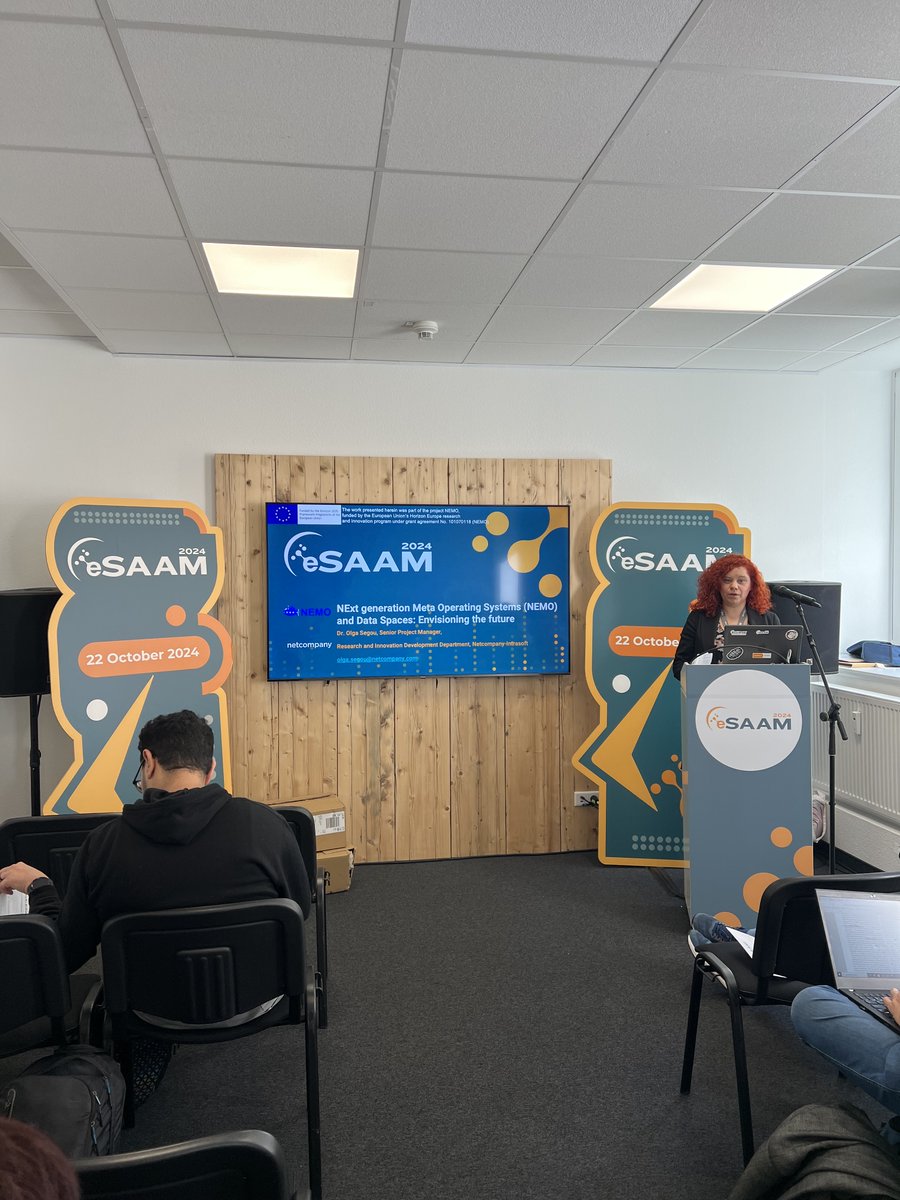 HE_NEMO_Project's tweet image. Today our colleage Olga Segou, Senior Project Manager at @NetCo_Intra has participated in eSAAM&apos;24.

She explained #NEMO Project to the attendants during the Conference called👇

🧾NExt generation Meta Operating systems (NEMO) and Data Spaces: Envisioning the Future.

#eSAAM2024