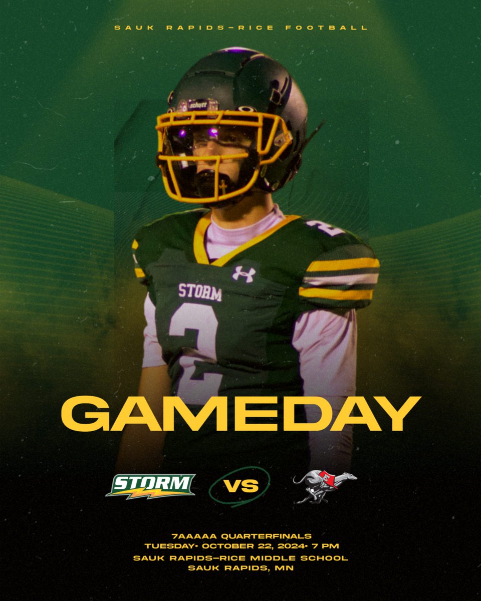 Get up, it's gameday! Tonight your Sauk Rapids-Rice Storm host the Duluth East Greyhounds in the first round of the Section 7AAAAA playoffs!

🕖: 7:00 PM
📍: Sauk Rapids-Rice MS
📻: AM 1390/FM 93.9
🎟️ : gofan.co/app/school/MN1… (No Passes Accepted)

#GoodH2O