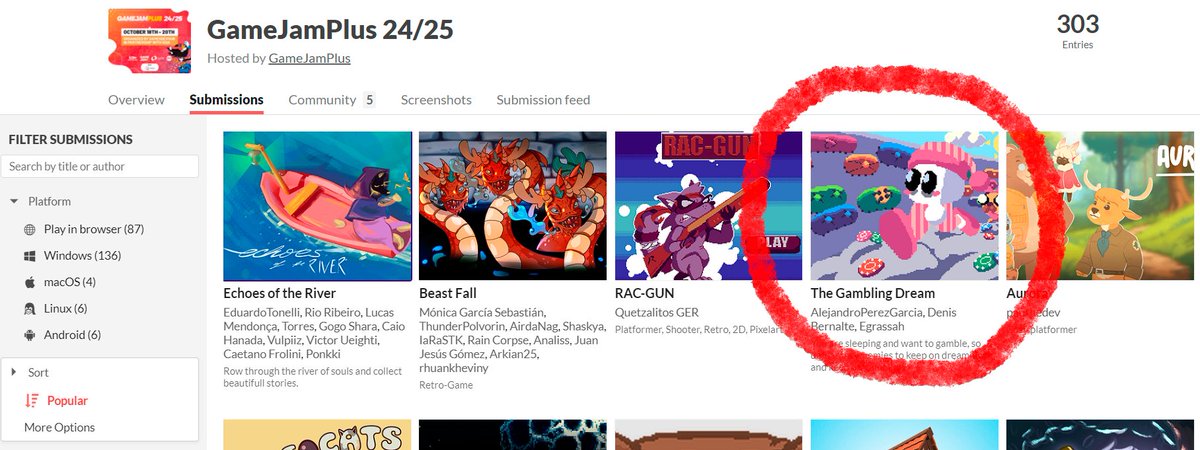Denis_Bernalte's tweet photo. We are the fourth most popular game on #GameJamPlus 🎉
#TheGamblingDream #indiegame #itchio #letsgogambling #pixelart #indiedev https://t.co/L3uMIqevr2