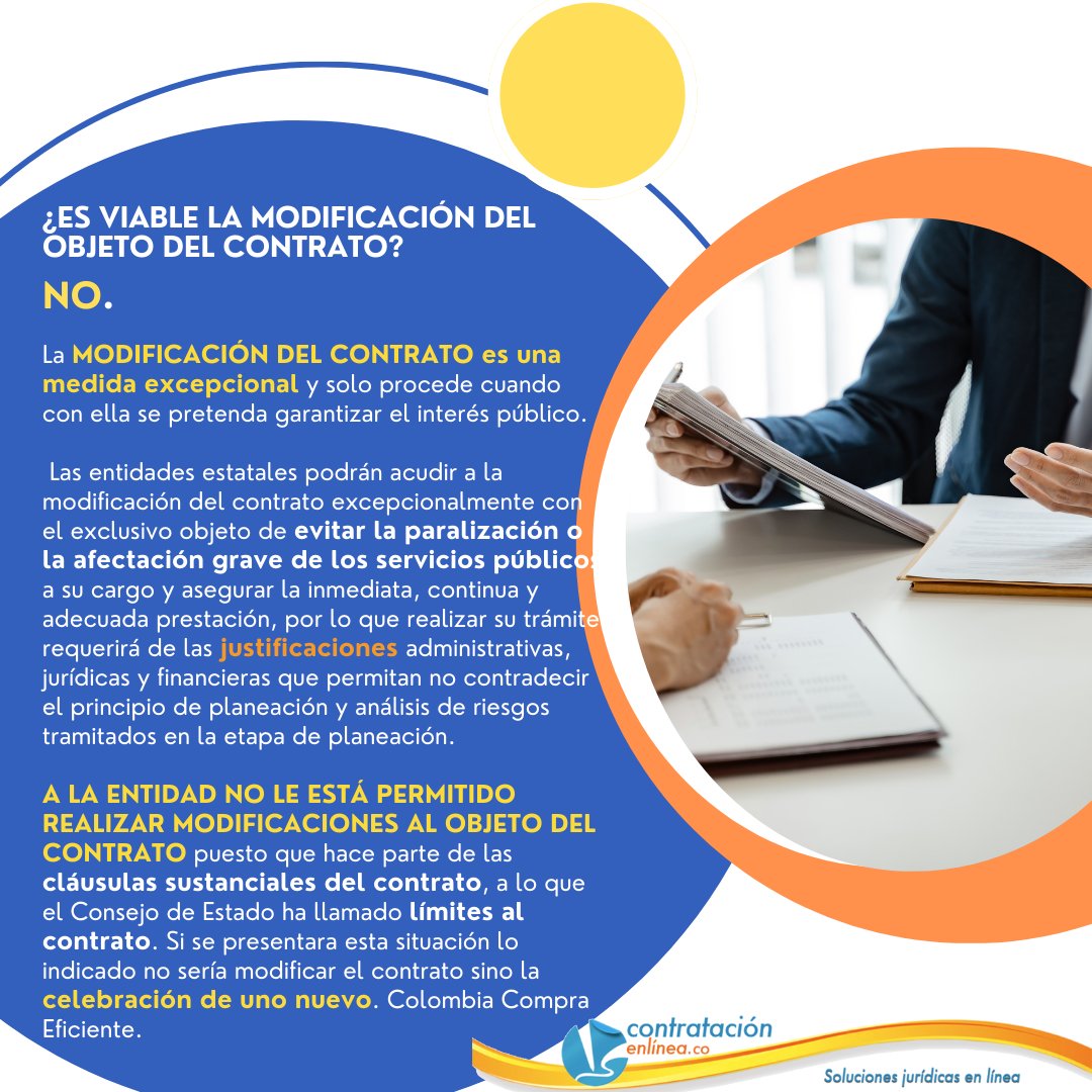 contrataenlinea's tweet photo. 📢MODIFICACIÓN DEL CONTRATO. A la entidad no le está permitido realizar modificaciones al OBJETO DEL CONTRATO https://t.co/w0y8NkhpaE ⏩ Consulte también concepto del Consejo de Estado sobre límites a la modificación del contrato https://t.co/UtkzTOpJN4 https://t.co/sEEhJ1U8GM