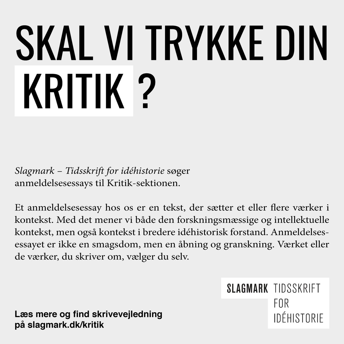 Slagmark søger kritik!

Læs mere her: slagmark.dk/kritikside