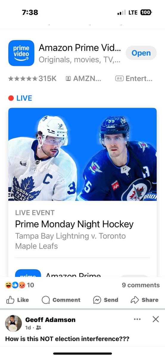 AaronG80's tweet image. Dear @amazon,

It seems as though you guys need a Canadian Boy on the team for these Hockey games you guys will be showing cause yeah that’s @AM34 from the @MapleLeafs but the other guy…. He’s not a player from @TBLightning that’s Mark Scheifele from the @NHLJets !!!! @NHL #WTF