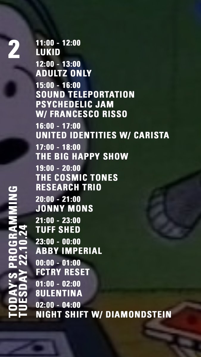 Today on NTS <a href="/carladalforno/">Carla dal Forno</a> <a href="/boningenuk/">BO NINGEN</a> <a href="/IvanSmagghe/">Ivan Smagghe</a> <a href="/NathanGWilkins/">Nathan G Wilkins</a> <a href="/ChantalAdams/">Chantal Adams</a> <a href="/iamcarista/">Carista</a> <a href="/8ULENTINA/">8ULENTINA</a> <a href="/DiamondsteinAV/">Diamondstein 🌘🐀</a>