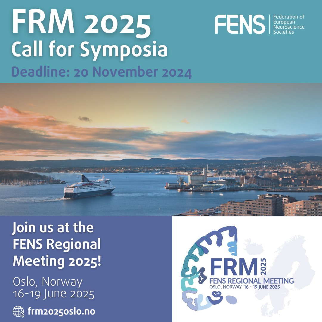 FENS (@fensorg) on Twitter photo 🤩 The call for symposia for <a href="/FRM2025Oslo/">FENS Regional Meeting Oslo 2025 June 16-19</a> is officially open! 🇳🇴
👉 Scientists worldwide and engaged in all areas of #neuroscience research are invited to #submit proposals
👉 Check the criteria and submit your #proposal by 20 November
👉 find more info: loom.ly/U4eFzok 🤩 The call for symposia for <a href="/FRM2025Oslo/">FENS Regional Meeting Oslo 2025 June 16-19</a> is officially open! 🇳🇴
👉 Scientists worldwide and engaged in all areas of #neuroscience research are invited to #submit proposals
👉 Check the criteria and submit your #proposal by 20 November
👉 find more info: loom.ly/U4eFzok