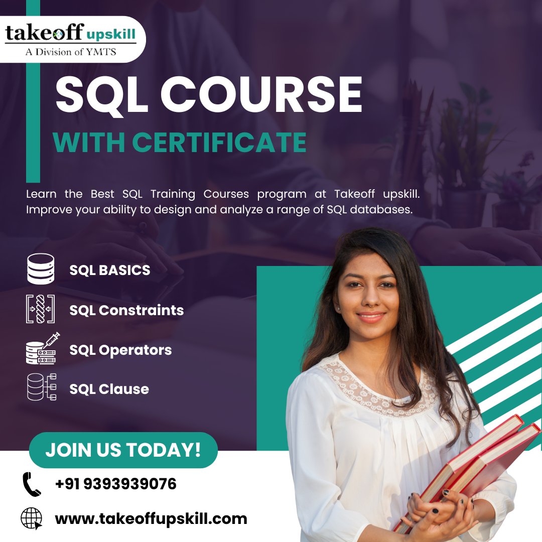 takeoffupskill's tweet image. 🚀 Ready to master in SQL? Join our SQL Course with Certificate at Takeoff upskill and boost your career!
💡 Don't miss this opportunity to get certified.
☎️Contact us +91 9393939076 ☎️
#SQLCourse #LearnSQL #DataSkills #SQLCertification #Takeoffupskill #sql #DatabaseManagement