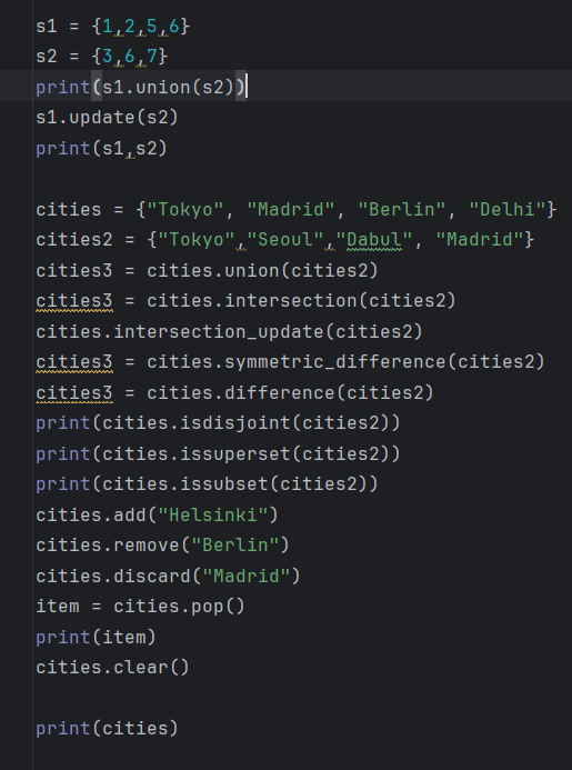 VASU_SHEDALA's tweet image. 🚀 Day 14 of #100DaysOfCode: Starting to understand sets better in Python! 🎯 Solved some problems and it’s slowly clicking. The more I practice, the more it makes sense! 💡 #PythonSets
#CodeWithHarry #LearnToCode #DEVCommunity
This are some set methods :)