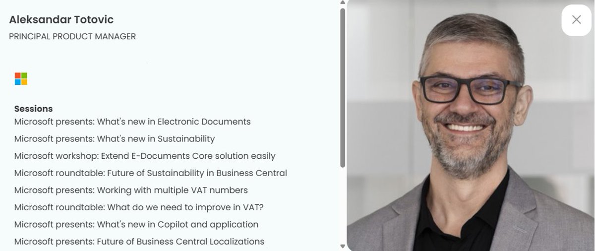 atotovic's tweet image. Are you heading to #DirectionsEMEA in Vienna this November? If so, I'll be presenting or co-presenting in 8 sessions, roundtables or workshops, covering topics ranging from E-Documents, Copilots and Sustainability to VAT features and localizations. Join me at the event to delve
