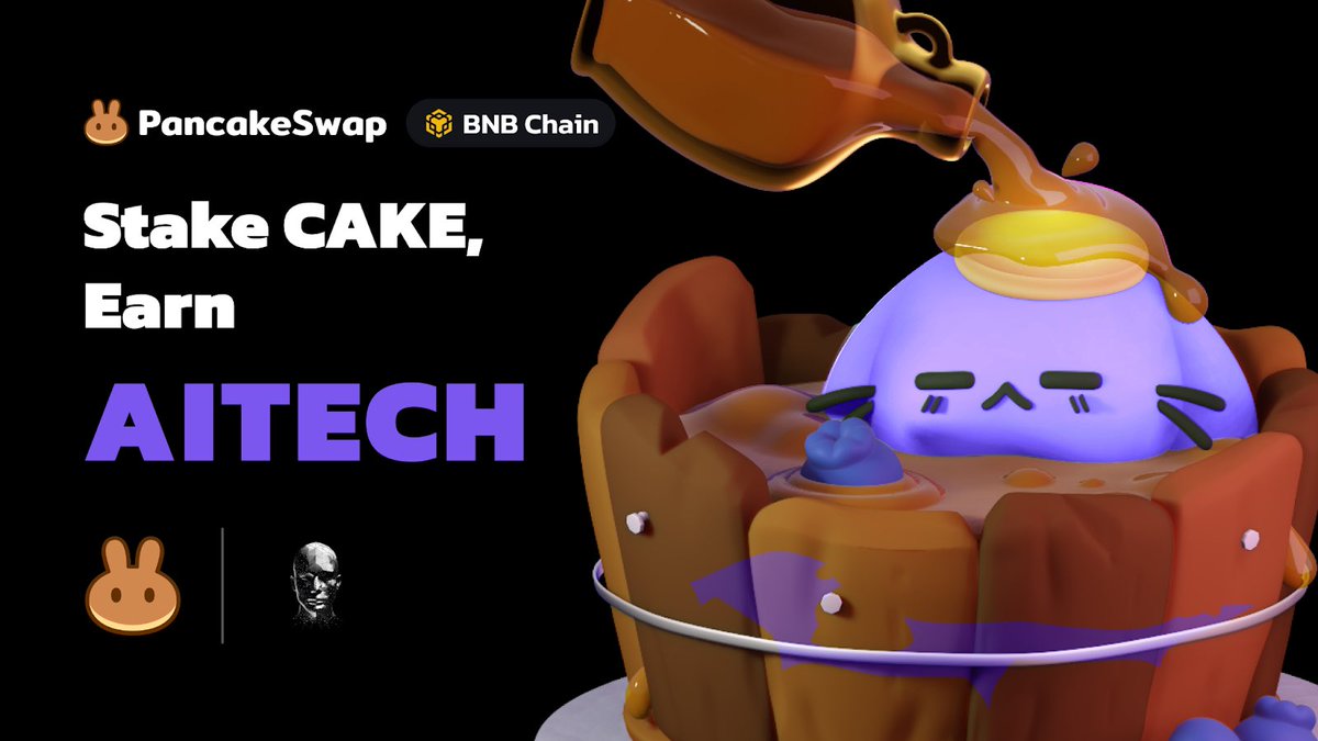 PancakeSwap's tweet photo. 🧑‍🍳 The $AITECH (@AITECHio) Syrup Pool is now live on BNB Chain PancakeSwap!

🥞 Stake CAKE, Earn $AITECH: https://t.co/aj7nmGPvWK

👉 APR will drop as liquidity increases https://t.co/fRZ8ALmClX
