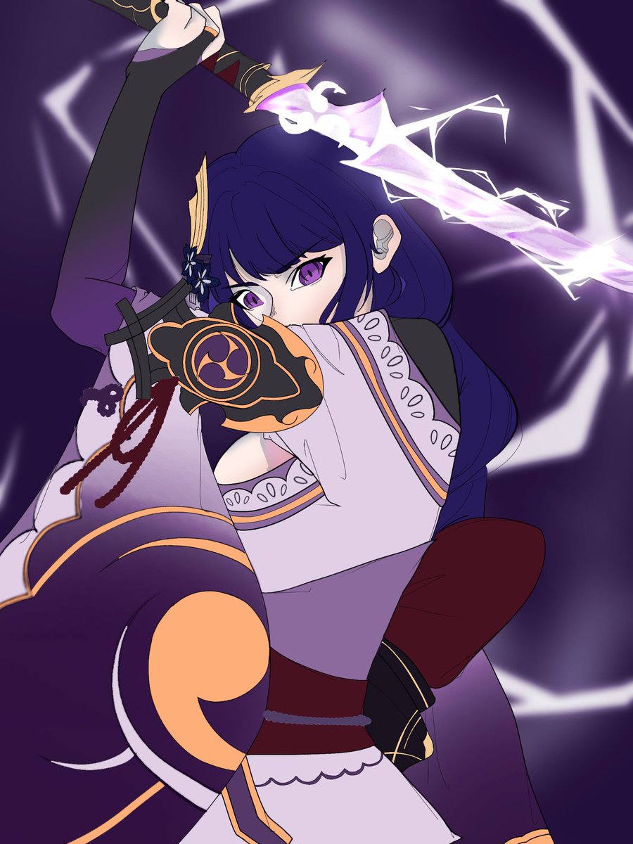 Sebagai pembuka aktif kembali aku ada gambar Raiden di sela sela waktu kuliah hehe, blom selesai sih, Masi flat color
#Raiden_Shogun_Ei #Raiden #Genshin #GenshinImpact  #fanart