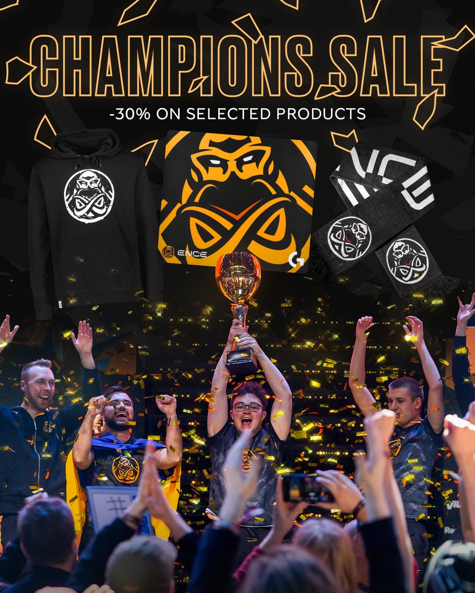 MERCH OF THE CHAMPIONS 🏆

Celebrating our trophy lift with -30% sales on the ENCE Shop

🛍️ shop.ence.gg/collections/ch…