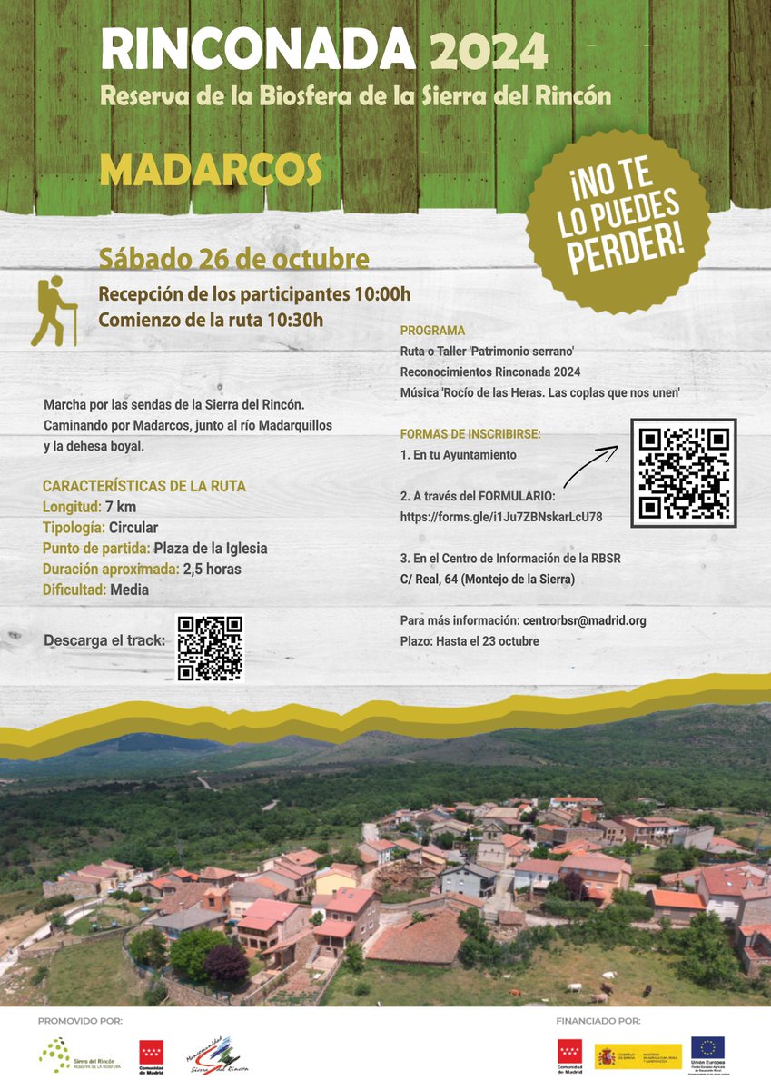 ⛰️🥾Rinconada 2024‼️

📍Madarcos
🗓️26 octubre

🎉Fiesta Tradicional de la #SierradelRincón⛰️🌳
<a href="/sierranortemad/">Sierra Norte de Madrid</a> 

ℹ️Más información:
mancomunidadsierradelrincon.org/evento/rincona…