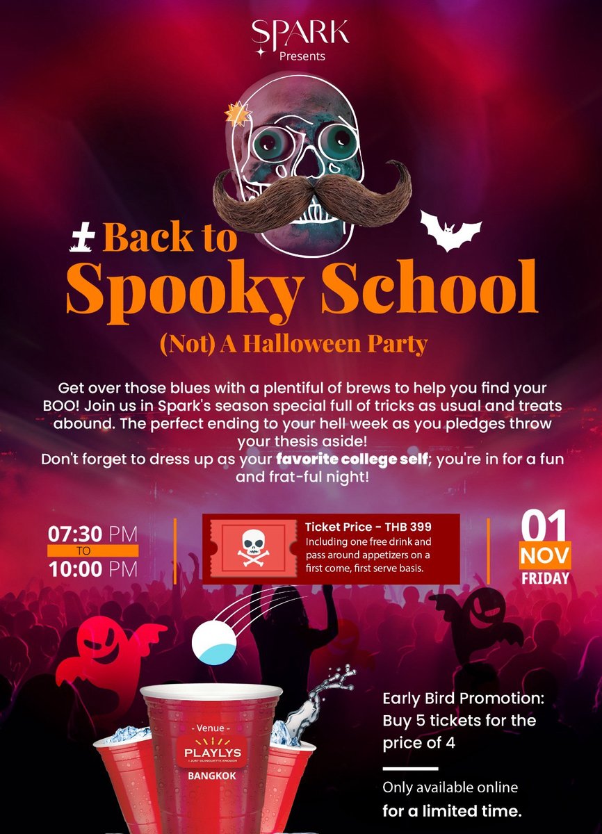 Enter at your own risk! ⚠️🚨 This is not your average frat party; it’s a haunted extravaganza! 🎃 

Remember, what happens in the Spark haunted house stays in the Spark house! 💚✨

#SparkLove #HalloweenNight #BangkokParty #BangkokNights #PartyAlert
