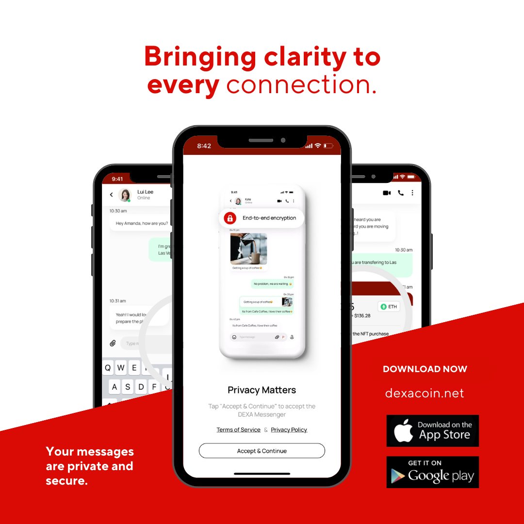 Private and secure—DEXA Messenger keeps your conversations safe! 🕵️‍♂️🔒 $ DEXA #crypto #cryptocurrency #Bitcoin #altcoin #cryptocurrencies #binance  #trading #socialmedia #WhatsApp #cryptowallet #privacy #ETH #fintech  #ethereum #btc #dexacoin ...