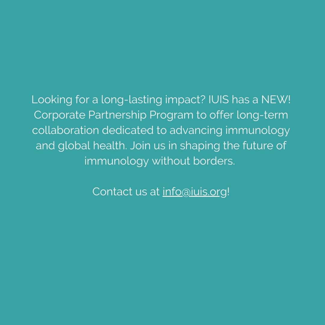 International Union of Immunological Societies (@iuis_online) on Twitter photo Empower the next generation of scientists! 🌟 We need your help to bring 500 early-career scientists from low-and middle-income countries to the 19th International Congress of Immunology (#IUIS2025) in Vienna, Austria, August 17-22, 2025! Contact us at info@iuis.org! Empower the next generation of scientists! 🌟 We need your help to bring 500 early-career scientists from low-and middle-income countries to the 19th International Congress of Immunology (#IUIS2025) in Vienna, Austria, August 17-22, 2025! Contact us at info@iuis.org!
