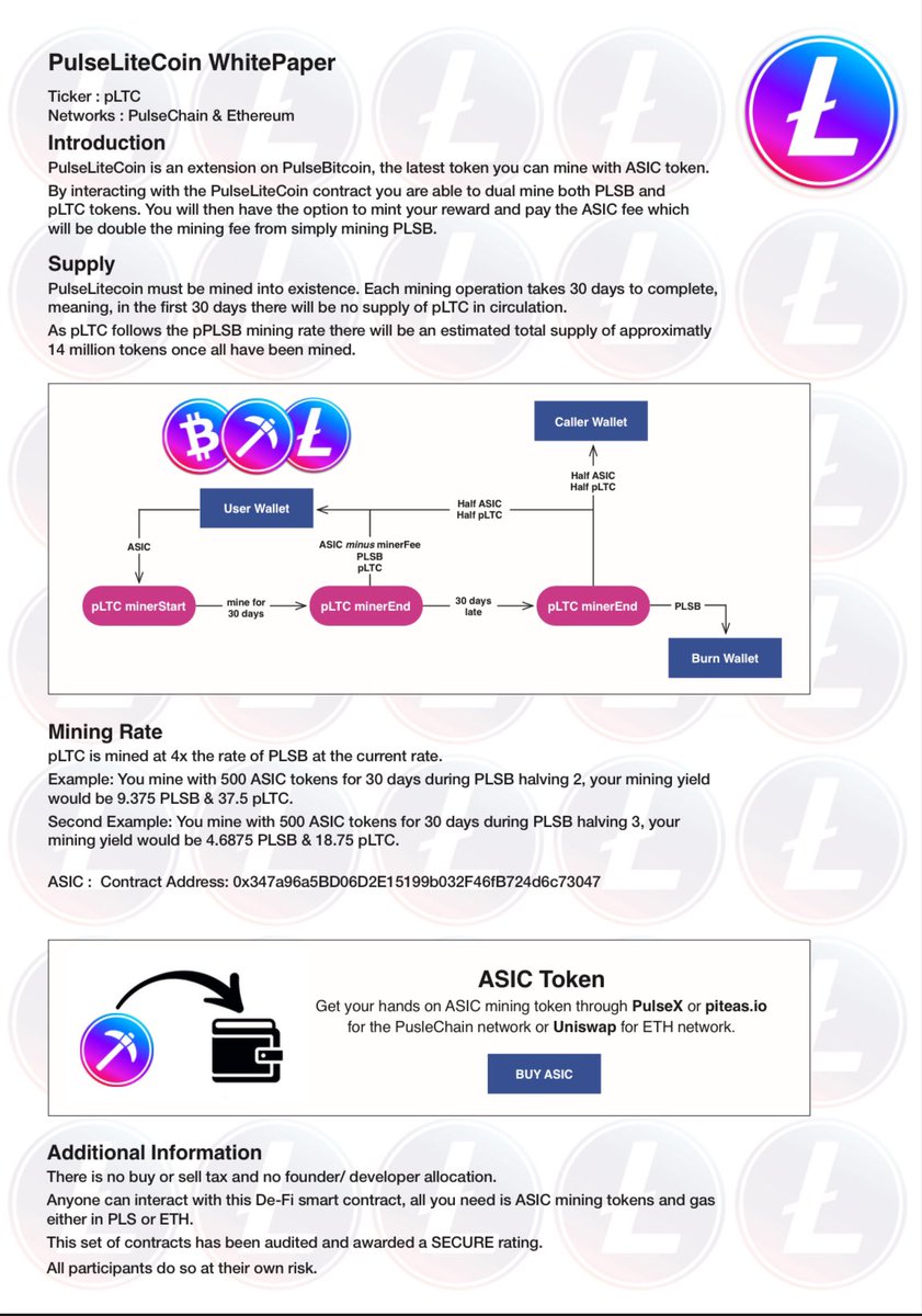 #PulseLiteCoin White Paper is LIVE 

$ASIC $PLSB
