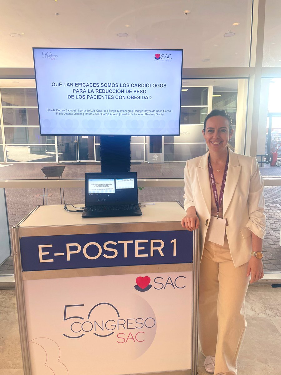 Resumen 50 Congreso Argentino de Cardiología #SAC24 
✅Disertación en mesa redonda <a href="/CorazonyMujer/">Corazón y Mujer Dra Liliana Grinfeld - SAC/FCA</a> 
✅Disertación en mesa redonda <a href="/clinicasac/">Consejo de Cardiología Clínica y Terapéutica🩺 SAC</a> 
✅ E-póster - trabajo como becaria del Área de Investigación de <a href="/SAC_54/">Sociedad Argentina de Cardiología</a> 
Gracias <a href="/SAC_54/">Sociedad Argentina de Cardiología</a> por la invitación!