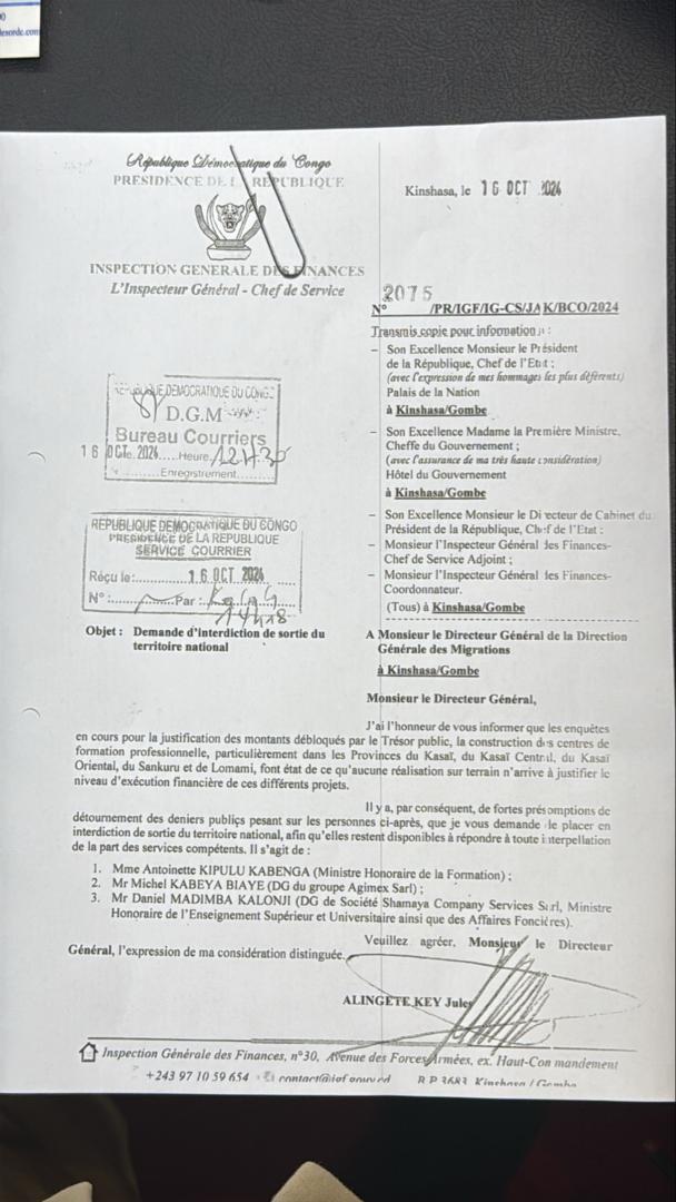 StanysBujakera's tweet image. #RDC: L’IGF enquête sur la "disparition de l'argent débloqué par le trésor public" pour la construction des centres de formation professionnelle dans les provinces du Kasaï, Kasaï Central, Kasaï Oriental, Sankuru et Lomami. Cette enquête vise notamment l'ancien ministre de la