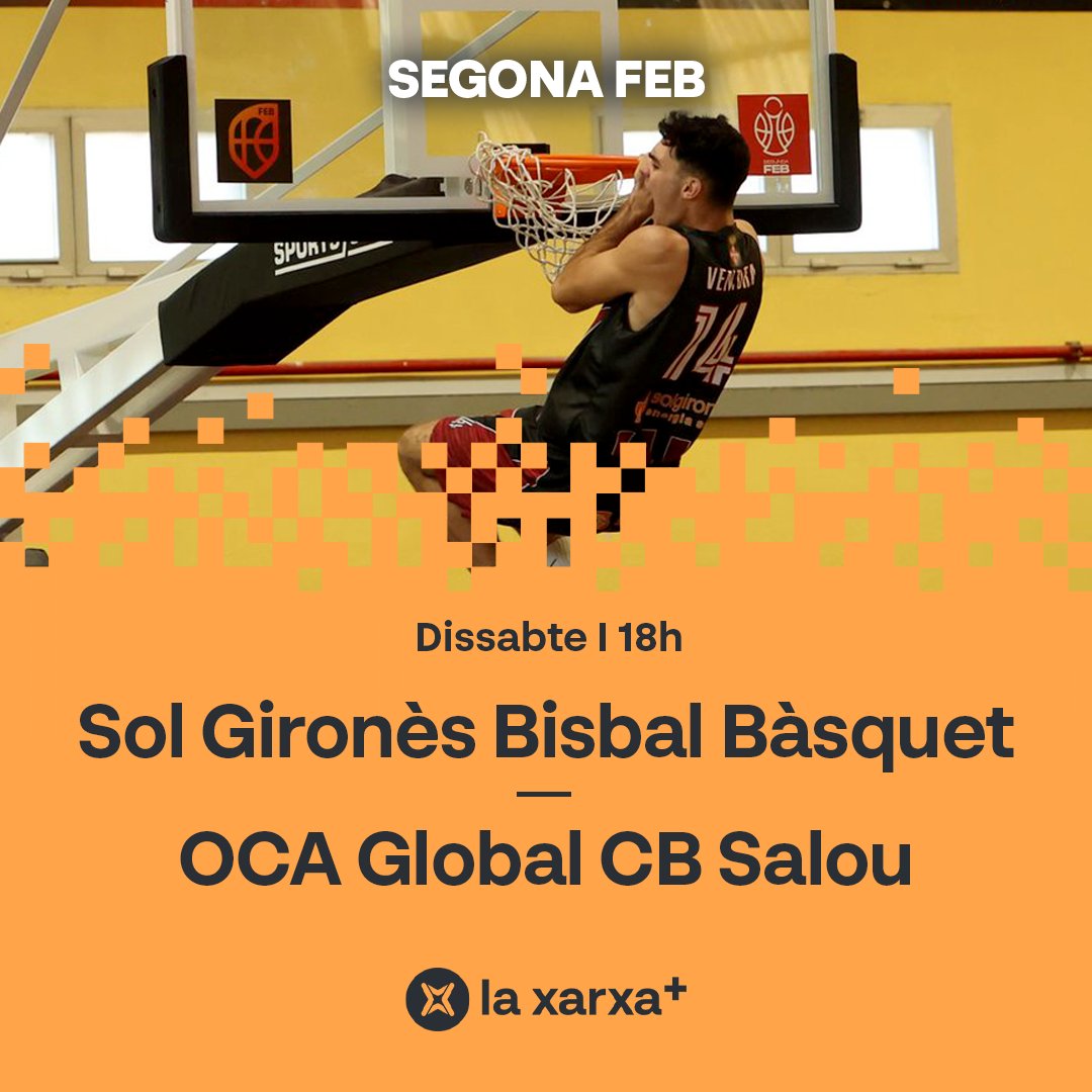 🔜 Demà a l’#EnjocTV (des de les 16h)...

⏰ 18h
🏀 <a href="/bisbalbasquet/">Bisbal Bàsquet //*//</a> 🆚 <a href="/CbSalou/">CB Salou</a> 
🏆 Duel català a la #SegundaFEB

📺💻📱📡 A <a href="/laxarxames/">La Xarxa+</a>!
#bàsquetcat