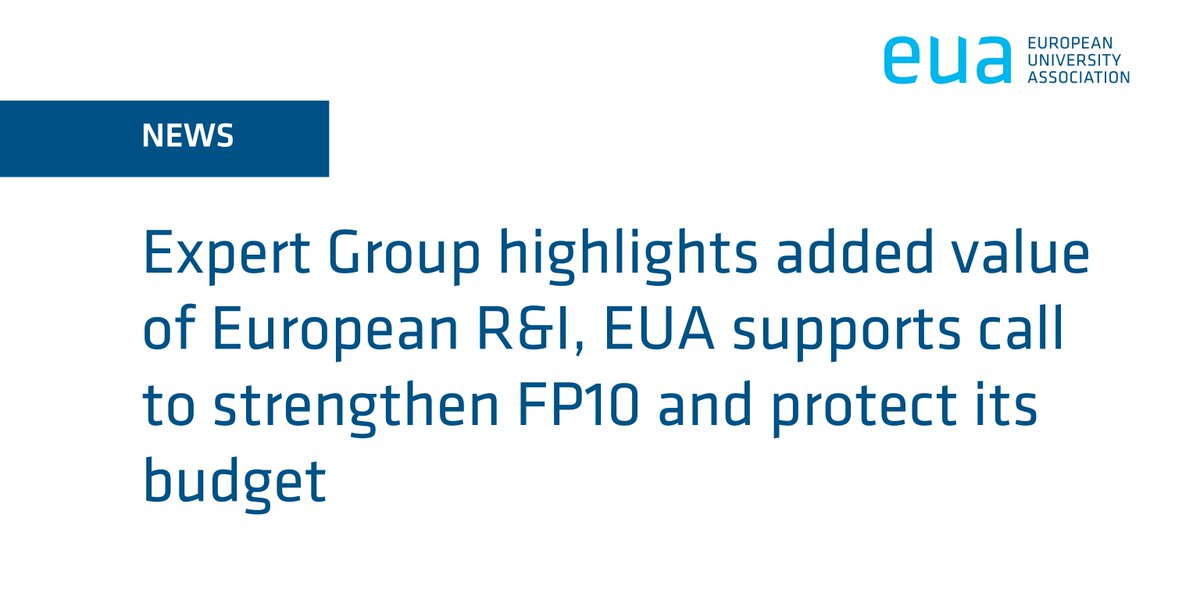 EUA (@euatweets) on Twitter photo 🧵The <a href="/EU_Commission/">European Commission</a> Expert Group’s report on the #HorizonEU interim evaluation delivers a clear message: make the programme stronger and protect its budget.
EUA supports this and is pleased to see many of the recommendations aligning with the Association’s own vision for #FP10. 🧵The <a href="/EU_Commission/">European Commission</a> Expert Group’s report on the #HorizonEU interim evaluation delivers a clear message: make the programme stronger and protect its budget.
EUA supports this and is pleased to see many of the recommendations aligning with the Association’s own vision for #FP10.