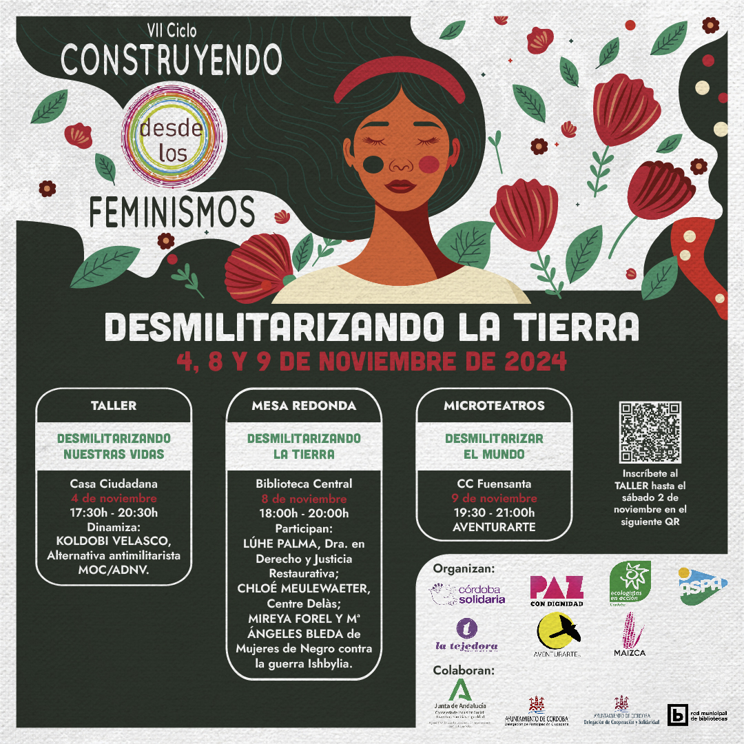 ¿Tenemos normalizado que haya tantas guerras activas en el mundo? ¿Qué impacto tienen en el planeta?
Ve apuntando las fechas del 7º Ciclo Construyendo desde los Feminismos "Desmilitarizando la Tierra"

El lunes es necesario que te inscribas en este enlace: docs.google.com/forms/d/e/1FAI…
