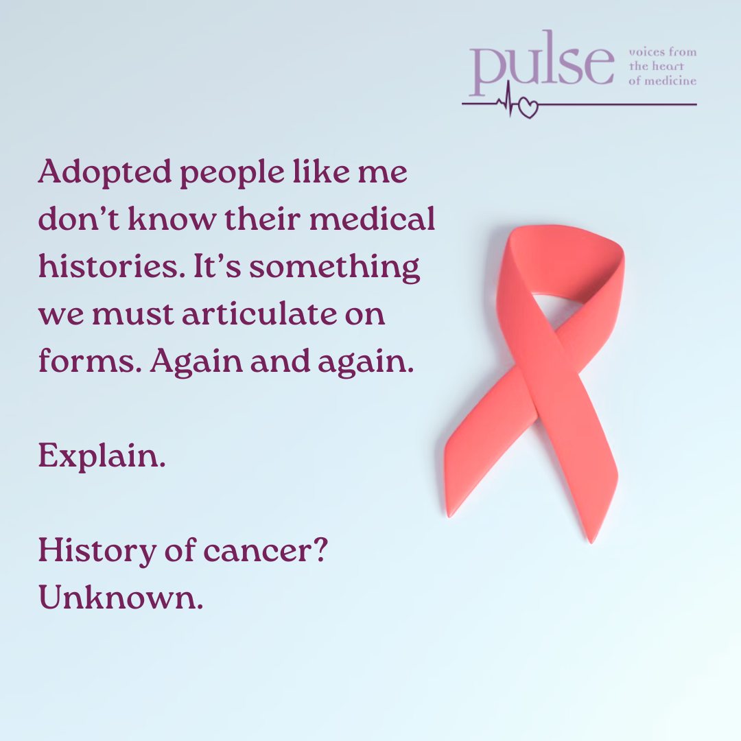 October is #BreastCancerAwarenessMonth🎗️. In honor of those affected by breast cancer, we are highlighting the story, "A Family History of X" by Lori Jakiela, who was diagnosed with breast cancer ❤️‍🩹🩺
Read more at: pulsevoices.org/stories/a-fami… and subscribe to Pulse to receive