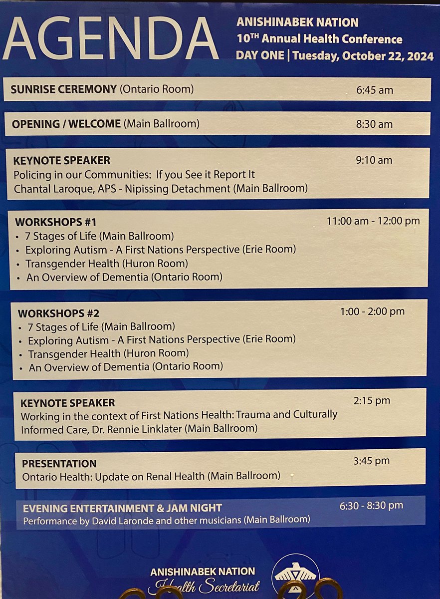 Start of Day 1 of the Nimaaji-toomin Maamwii - We are on this journey together 10th annual Anishinabek Nation Health Conference in Sault Ste Marie.
