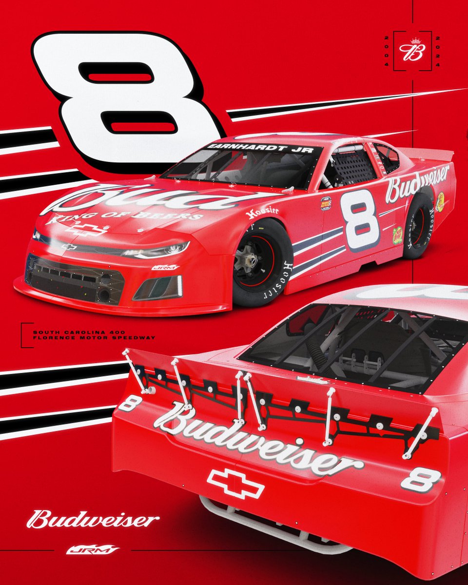 The Bud 8 is BACK.

<a href="/DaleJr/">Dale Earnhardt Jr.</a> will drive the iconic <a href="/budweiserusa/">Budweiser</a> No. 8 Chevrolet once again for a limited series of Late Model Stock Car Races in 2024 and 2025. 

Read more: jrmracing.com/2024/10/22/dal…