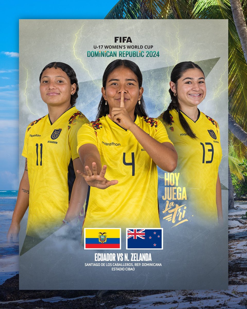 ¡JUEGA LA TRI!

A seguir escribiendo historia. 

🇪🇨🆚🇳🇿
🏆 Copa del Mundial Femeino U-17
⌚ 18h00
🗓️Fecha 3 - Fase de Grupos

#JuntasPorUnaPasion⚽🏃‍♀️