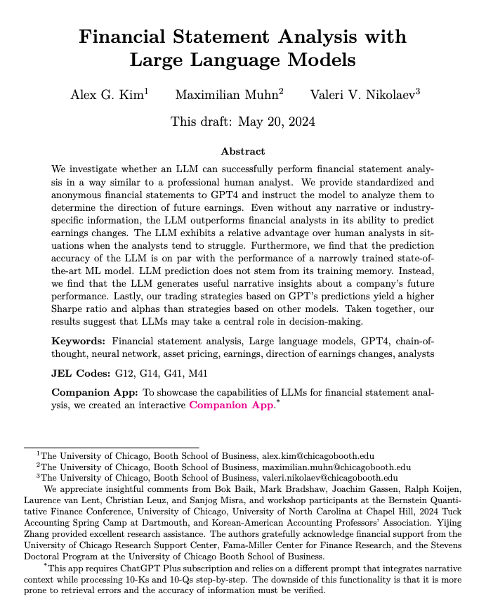quantscience_'s tweet photo. Financial Statement Analysis with Large Language Models (LLMs)

A 54-page PDF: https://t.co/MzgccOrGVo