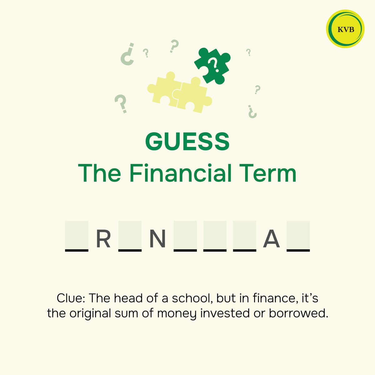 KarurVysyaBank_'s tweet photo. Time to test your financial savvy! Guess the 9-letter word and comment your answer below.

#KarurVysyaBank #KVB #SmartWayToBank #FinancialLiteracy #FinancialTerms #Finance https://t.co/nIQZa15rRq