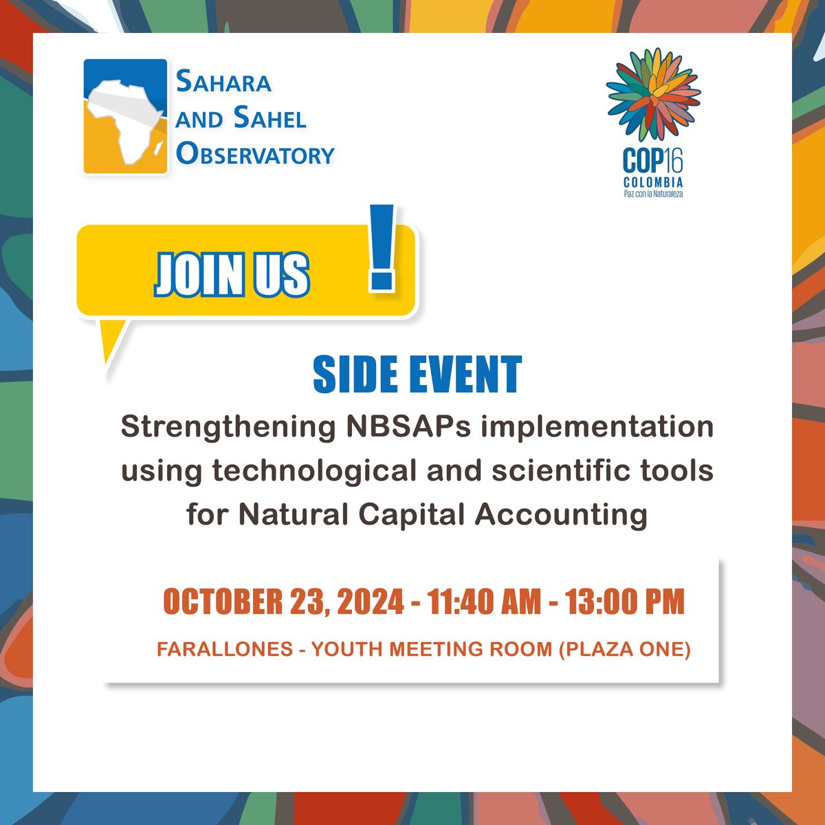 OSS_Comms's tweet photo. If you're attending #COP16Colombia, don't miss our side event on "Strengthening the Implementation of NBSAPs through Technological & Scientific Tools for Ecosystem Natural Capital Accounting" ! https://t.co/JgcxKmYkMO #biodiversity #copernicea #ecosystem https://t.co/a19u60r5M1
