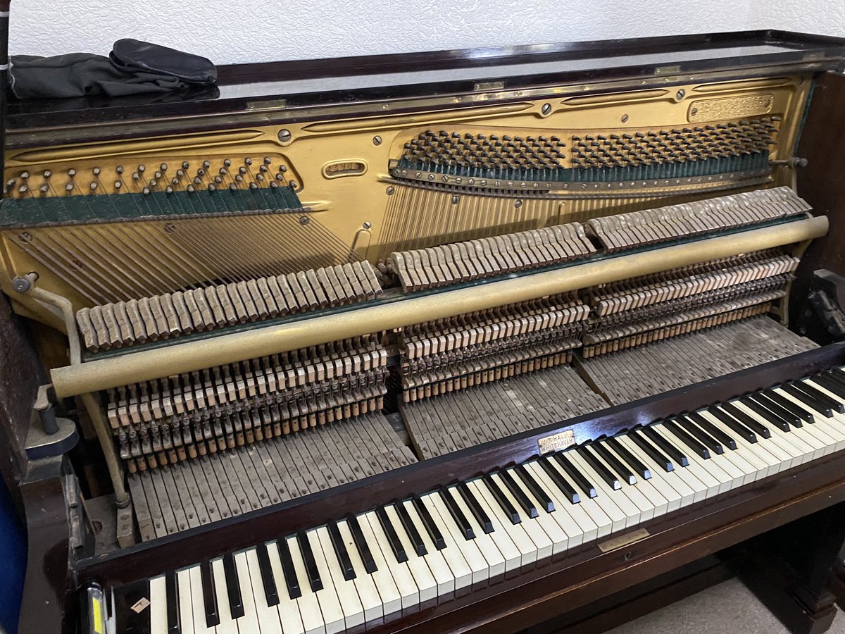 Tuning this Eavestaff piano in Whitehaven #Cumbria for the first time in 40 years. It’s a tone flat &amp; will need 2 visits.
