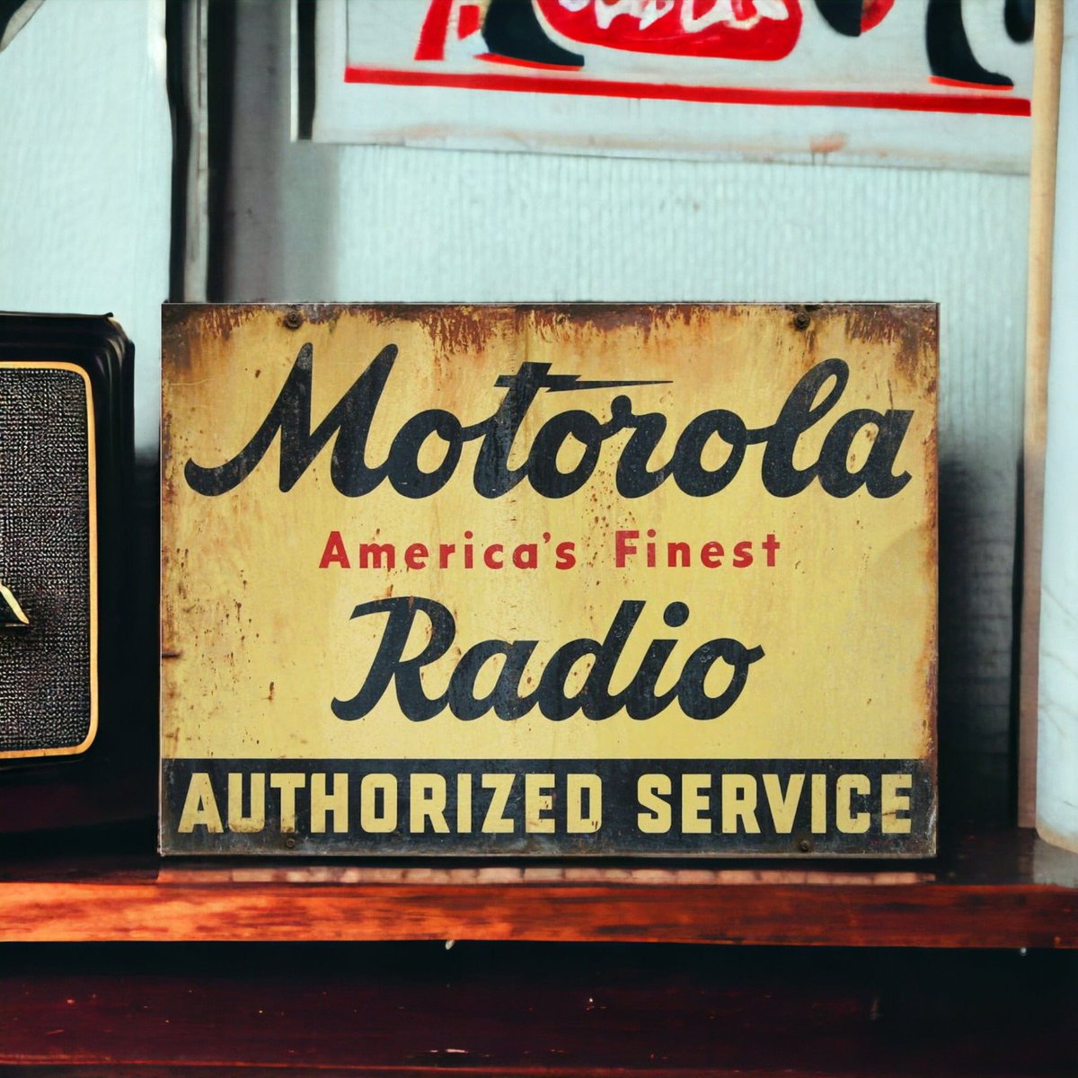 arlissbryant's tweet image. Motorola Radio Sign Rustic Farm Decor tuppu.net/8f323ac3 #kitchenconnection #Etsy #RustySign