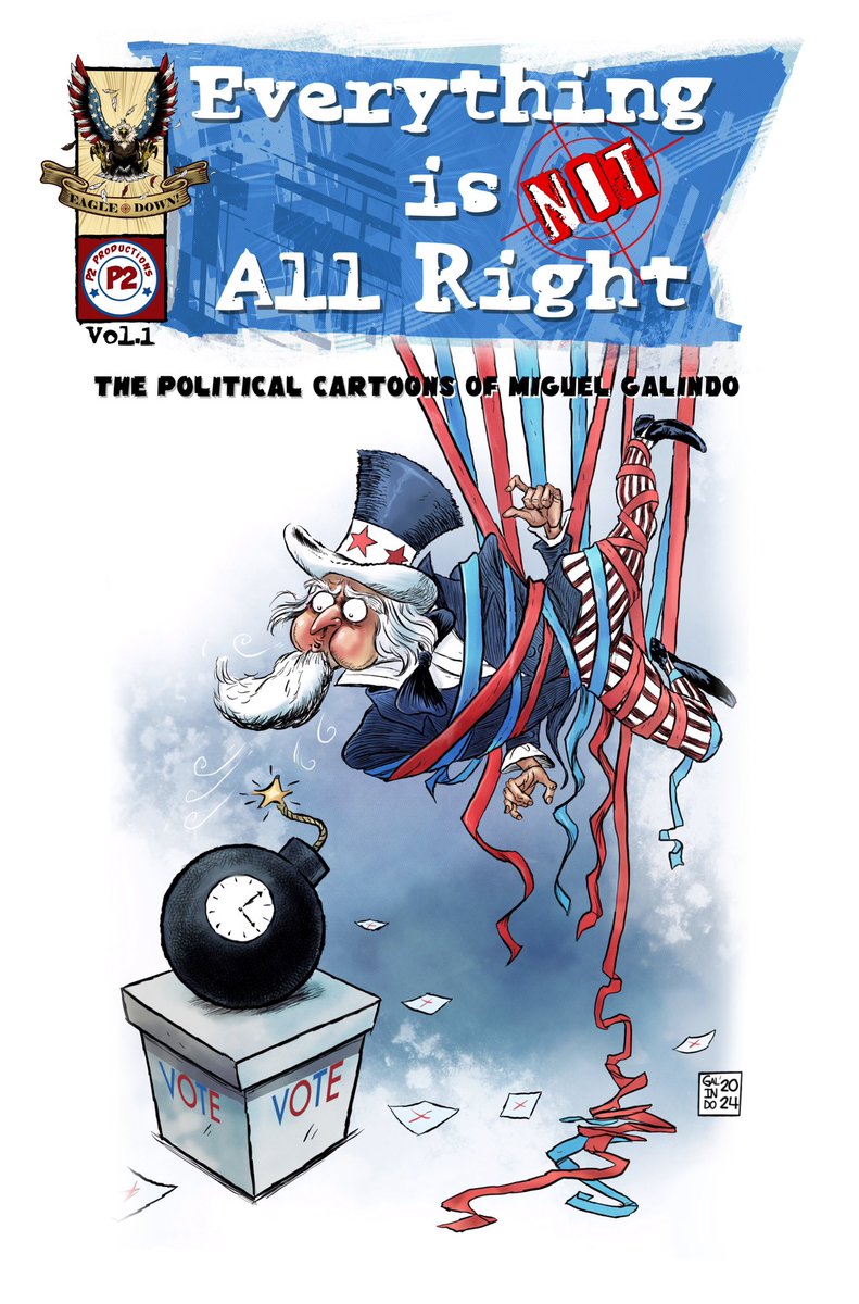 GalindoCartones's tweet photo. Only 9 days to go! Don't miss out on Prez vs Prez!  #Kickstarter is Live now! Don't miss this #MadMagazine style #Parody of the US current and old #presidentialcampaigns and other important historical events. You are gonna love this parody! #Parody #Comics #Indie #Election #Madmagazine #Trump #Cartoons #Kamala #Biden #Harris #Walz #Vance #Debate #VPdebate #kickstartercampaign 

One of the bonus for this campaign is my first political cartoon book collecting my satirical work of the US politics, this will be a a one time print only 200 copies available, don't miss it! 

Get "Prez vs Prez" book and "Everything is NOT all right" bundle by Paul Rashid an Miguel Galindo today! 👉 https://t.co/eU2b9TeqcE