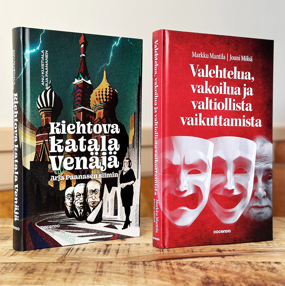 ⚡️ Lisäpainokset tilattu

👏👏👏 Onnittelut hienoista kirjoista.
<a href="/ArjaPaananen/">Arja Paananen</a> <a href="/kuistiala/">Anu Kuistiala</a> <a href="/MarkkuMantila/">Markku Mantila</a> <a href="/jmolsa/">Jouni Mölsä</a>

- Kiehtova katala Venäjä Arja Paanasen silmin

- Valehtelua, vakoilua ja valtiollista vaikuttamista - Informaatiovaikuttaminen aseena Suomessa, Venäjällä ja USA:ssa