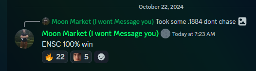 moonmarket's tweet photo. Gave you $NITO yesterday here on X for a 100% win and gave the discord $ENSC yesterday as a swing for a 200% win before anyone found it. 30 day free trial: https://t.co/6sKuZlCmpc https://t.co/48K2D79S0H