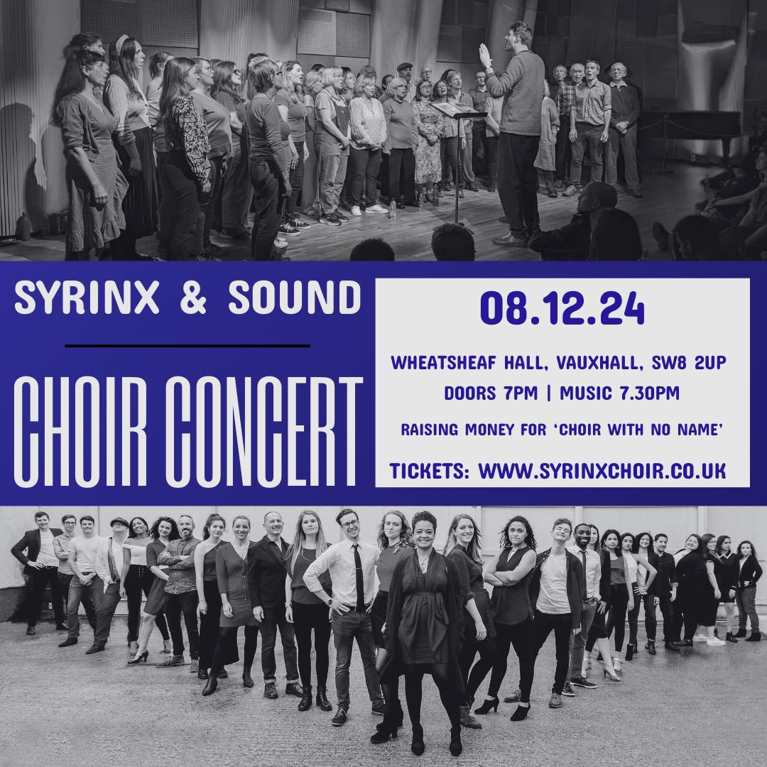 🎄EXCITING NEWS 🎄

We’re teaming up with <a href="/Syrinxchoir/">Syrinx</a> this December for a special fundraiser concert for <a href="/ChoirwithNoName/">Choir with No Name</a> !

You can get your tickets here: billetto.co.uk/e/syrinx-sound…
