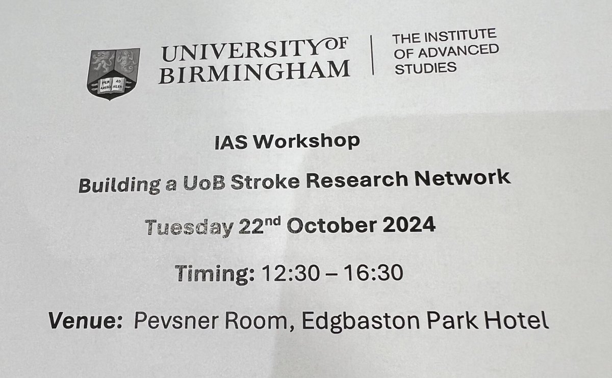 Rachaelstroke's tweet photo. Excited to be here today, excellent programme being kicked off by the formidable Brin! @brin1958 @gracemturner @NIHRrdn @ISDNNorthMids @WM_ISDN let’s build our stroke research network! @unibirmingham https://t.co/9Vwacsouib