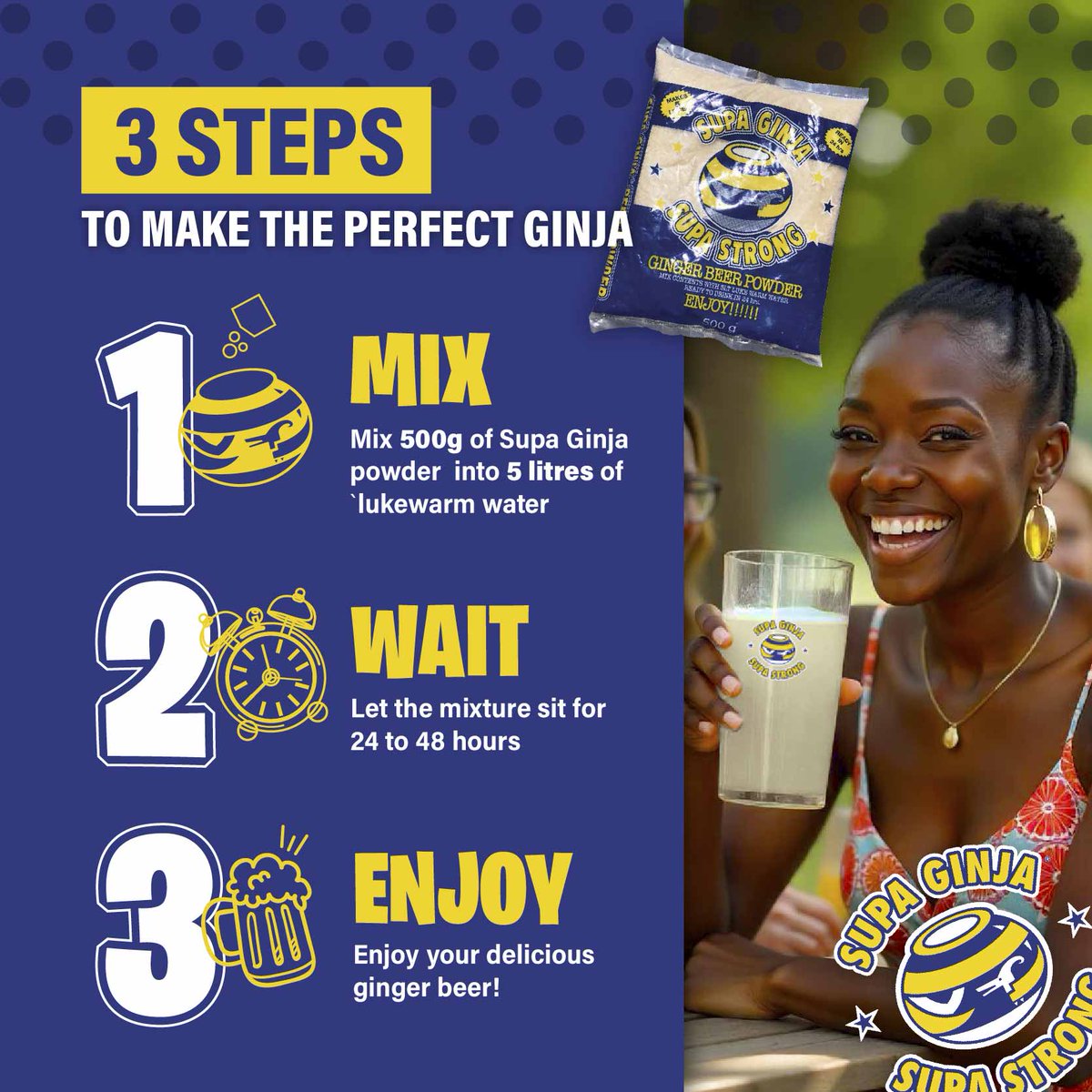 ginja_supa's tweet photo. Making your Ginja is as easy as 1-2-3 and enjoying it is even easier! 😎💪 𝐌𝐢𝐱.𝐁𝐫𝐞𝐰.𝐄𝐧𝐣𝐨𝐲! 😋🍻 #GingerBeer #SupaGinja #SupaStrong #RealGinger #ReadyIn24Hours #StrongTraditions #MixBrewEnjoy https://t.co/1gxswLwPYa