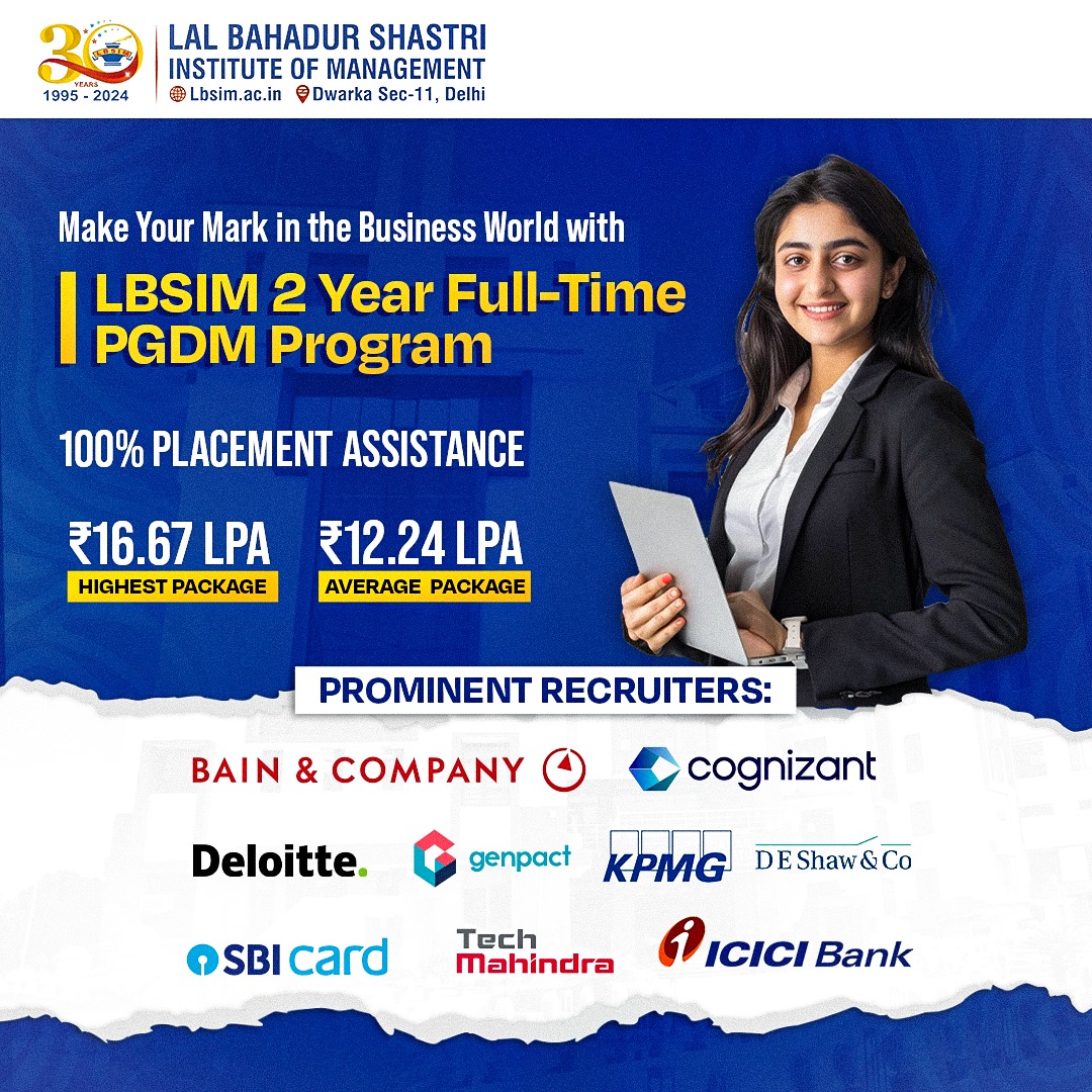 LBSIMOnline's tweet image. Ready to redefine your career? LBSIM’s 2-Year Full-Time PGDM Program equips you with the tools to excel in today&apos;s competitive business world. 🌍

#lbsim #pgdmprogram #pgdminstitute #bschool #toprecruiters #industryrecruiters #placementsupport #placementassistance