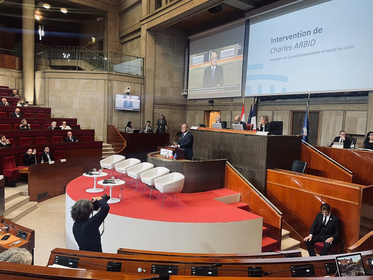 Discours de <a href="/charlesarbid/">Charles Arbid</a>, président du CESE libanais.
<a href="/ThierryBeaudet/">Thierry Beaudet</a> le dit : quand l’échelon politique vacille, la diplomatie des sociétés civiles doit servir.

20% de la population libanaise touchée par les attaques israéliennes. Cela doit cesser, au Liban comme en Palestine.