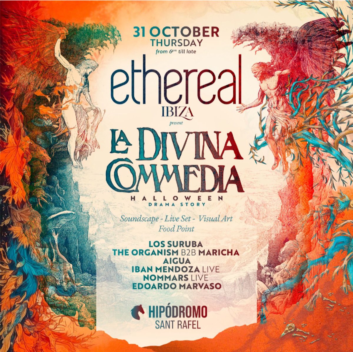 los_suruba's tweet photo. "Ibiza, get ready for a night to remember in a fresh new venue, alongside these amazing artists. Live Acts, Visual Art, food point... We're going to bless the space with our best art and vibes!
#ibiza #lossuruba #ethereal #halloween https://t.co/7efwrCAKi5