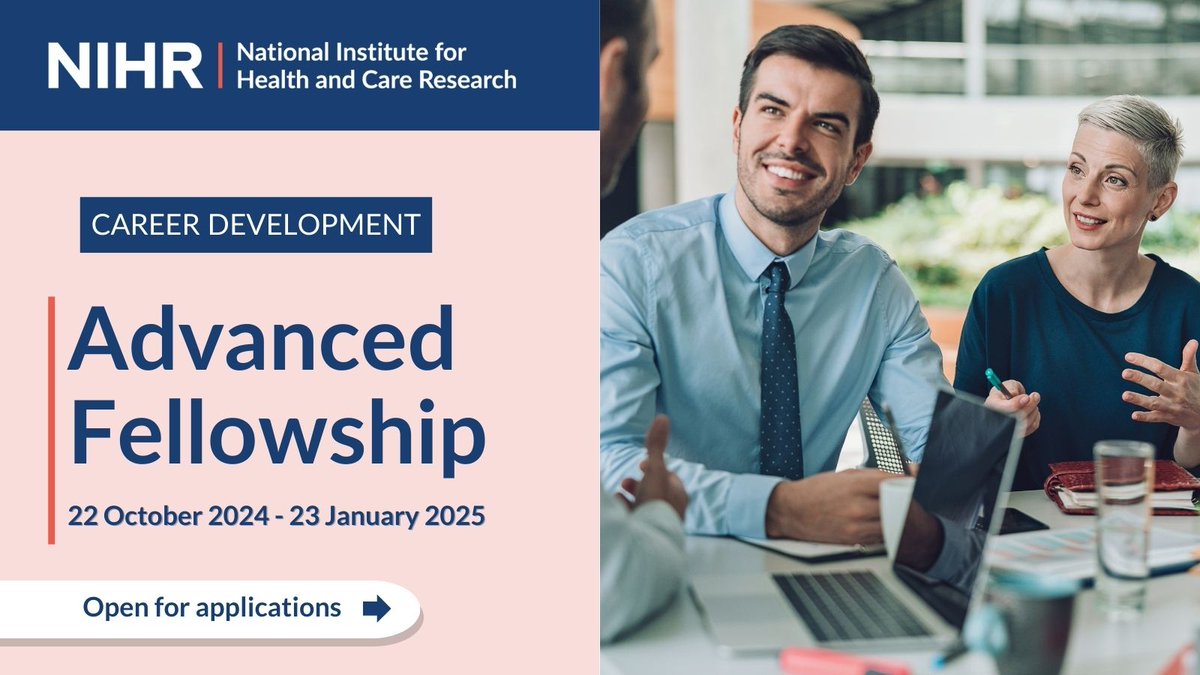 National Institute for Health and Care Research (@nihrresearch) on Twitter photo Do you have a PhD and want to further your postdoctoral career in health or care? You can now apply for the NIHR Advanced Fellowship.
We are excited to offer joint Fellowships with <a href="/mssocietyuk/">MS Society UK</a>, <a href="/mssociety/">National MS Society</a>, @eyecharity, <a href="/mndassoc/">MND Association</a>, <a href="/RosetreesT/">Rosetrees Trust</a> and #ColtFoundation
See eligibility Do you have a PhD and want to further your postdoctoral career in health or care? You can now apply for the NIHR Advanced Fellowship.
We are excited to offer joint Fellowships with <a href="/mssocietyuk/">MS Society UK</a>, <a href="/mssociety/">National MS Society</a>, @eyecharity, <a href="/mndassoc/">MND Association</a>, <a href="/RosetreesT/">Rosetrees Trust</a> and #ColtFoundation
See eligibility