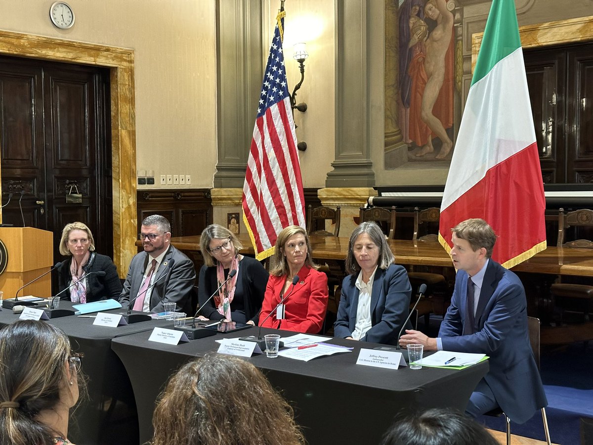 USUNRomeAmb's tweet image. Happy to host yesterday’s important discussion with @usaid Deputy Administrator @ColemanUSAID on keeping nutrition central to global food security efforts. With over 200M children affected by malnutrition, focusing on evidence-based solutions is more urgent than ever. Read her…