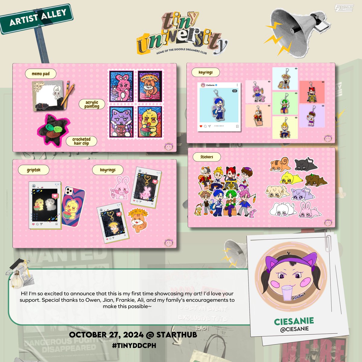 filotinyzone's tweet photo. #TINYDDCPH 

🎨 @CieSanie is here! Explore their amazing collection of stickers, keyings, paintings, and many more! Be one of the first to own one at the Fair 😉

Check out their catalog: https://t.co/KKhV28qUmV