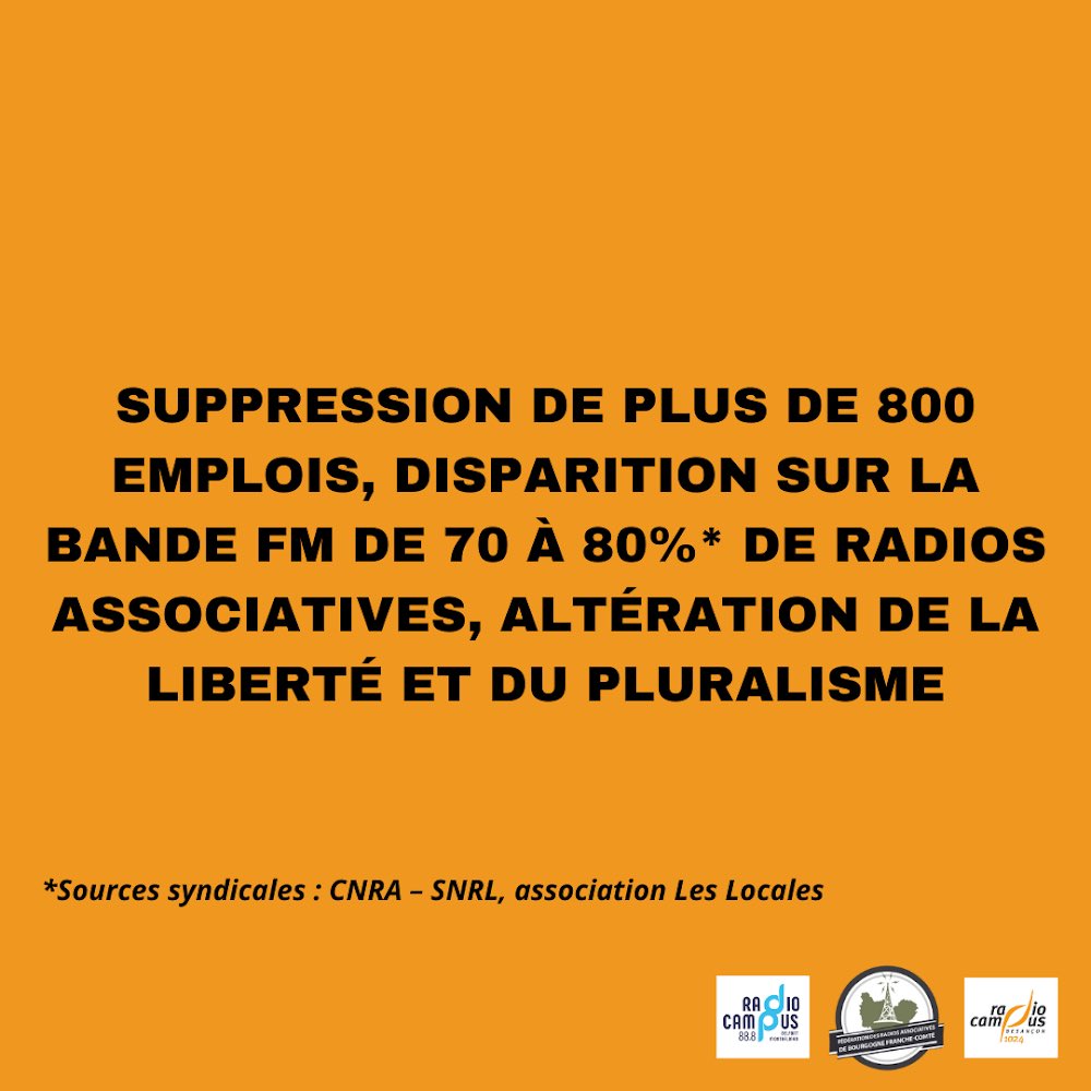 RadioCampusBesa's tweet photo. 🎙️URGENCE🎙️ Cette coupe budgétaire menace la pérennité de nos radios. Les radios associatives sont un lieu de rencontres et un tremplin pour les futurs professionnels des médias nationaux. Merci à celles et ceux qui relaieront, l’avenir de nos médias locaux est en jeu. https://t.co/Ajo0Pe4bus