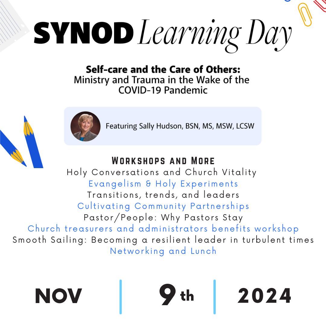 Don't miss out on our keynote, "Self-care and the Care of Others: Ministry and Trauma in the Wake of the COVID-19 Pandemic".  Register for Synod Learning Day today! Spots are limited to the first 120 to register. buff.ly/4f6l8i0