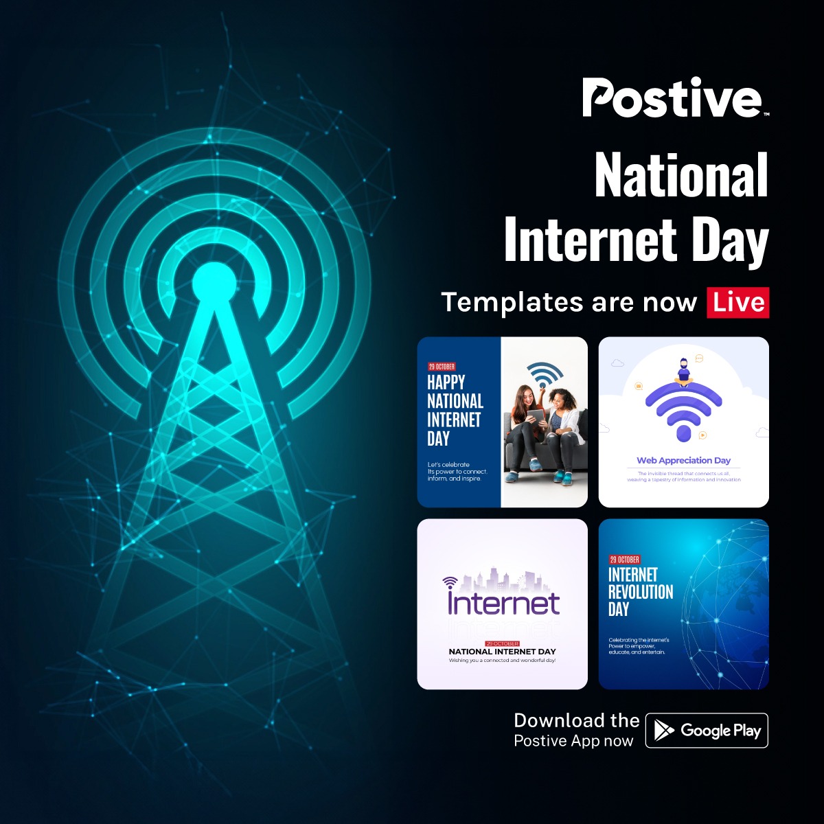 getpostive's tweet image. Happy National Internet Day!
Let&apos;s leverage the power of the web to grow our businesses. With Postive App, connect and engage with your audience like never before!
bit.ly/getpostit
.
..
...
#NationalInternetDay #internetserviceprovider #internetday2024